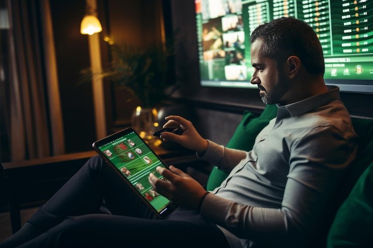 Pengguna membaca panduan mobile di ponsel